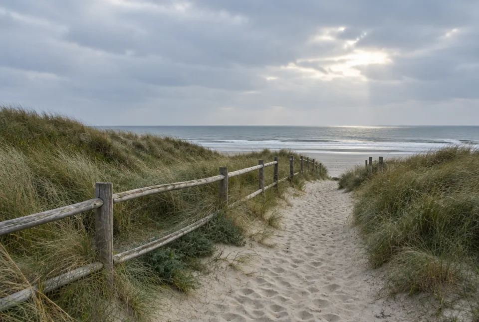 Sandweg durch Küstendünen zum Meer
