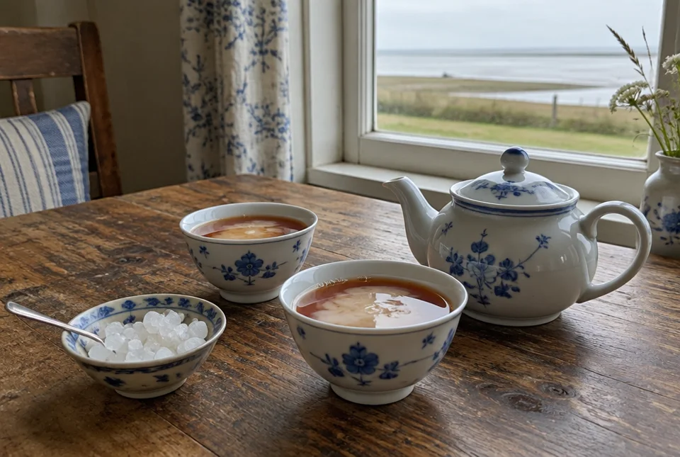Ostfriesische Teezeit mit Kluntje und Sahne